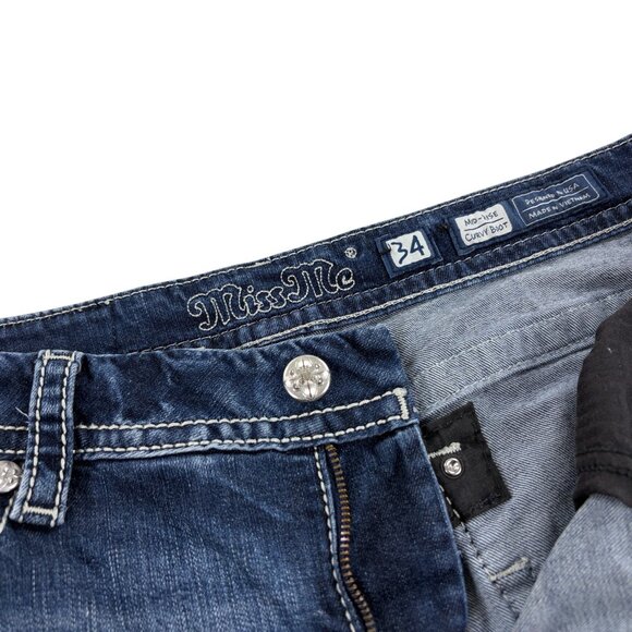 Miss Me Mid Rise Curvy Boot Jeans Womens Size 34 Stretch Denim - Picture 4 of 11